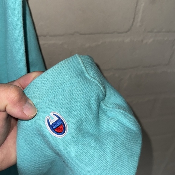 Champion Blue aqua Pullover Hoodie Sweatshirt NEW large unisex reverse weave - Picture 5 of 6